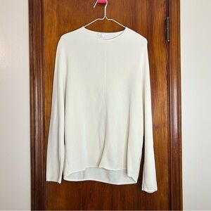 Cos Cream Sweater Knit White Oversized Long Crew Neck Pullover Small Minimalist